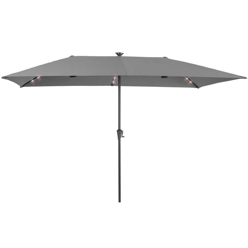 Parasol 10 x 6,5 pi à DEL pour terrasse avec auvent résistant aux rayons UV, Gris