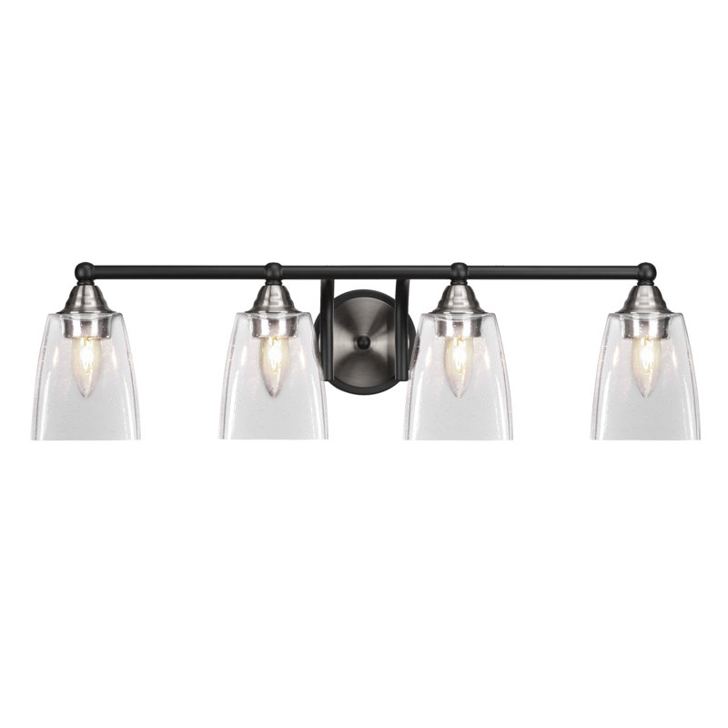 Michell 4-Light Bath Bar, Matte Black/Brushed Nickel