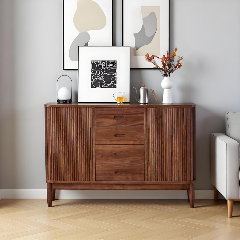 Buffet de rangement rétro et simple en bois massif, H 31,88 po x l 47,24 po x P 13,77 po