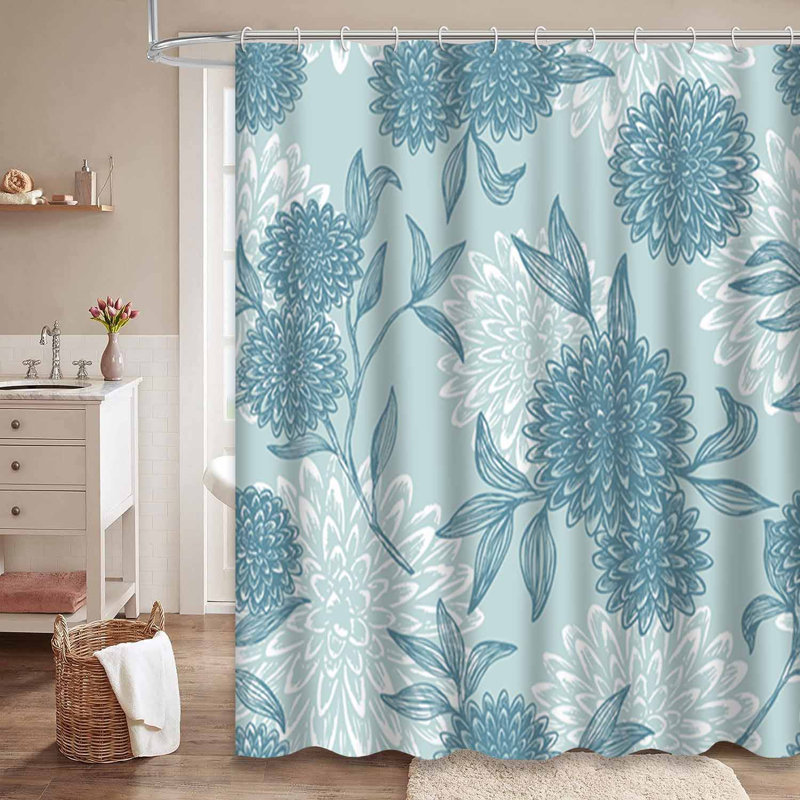Rideau de douche rétro avec 12 crochets, L 72 po x l 84 po