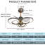 Ventilateur de plafond gris et doré 23,6 po avec anneaux lumineux à DEL 3ct, moteur à courant continu réversible 10 vitesses pour le salon, la chambre à coucher