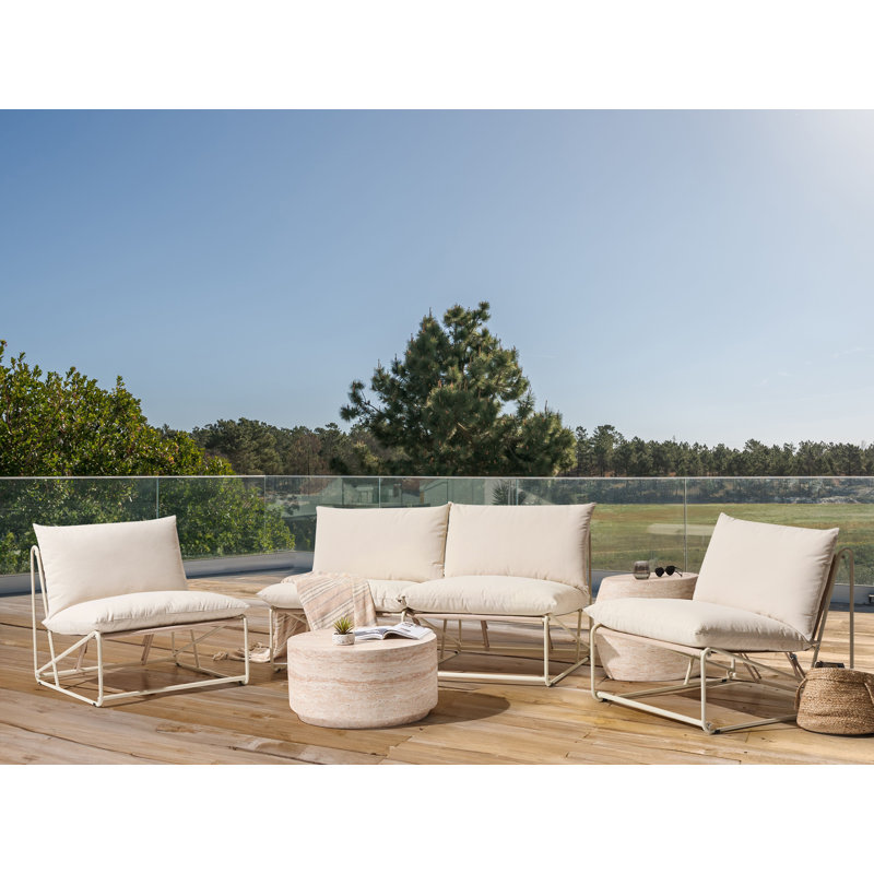 Garden Sofa Set 4 Seater Bessi Metal Grey, Beige/Beige