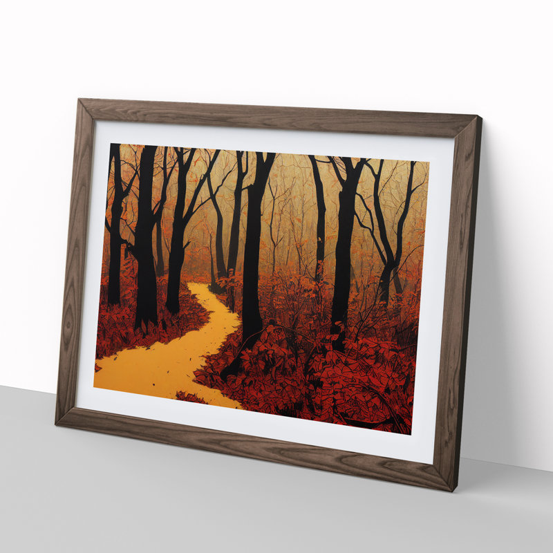A Radiant Autumn Forest - Single Picture Frame Print, Walnut, 46cm H x 64cm W