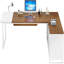 Bureau de direction de 70,8 pouces avec classeur de 55 pouces, grand bureau d'ordinateur en L avec armoire de rangement et tablettes, bureau moderne en L pour bureau personnel, noyer et blanc-743197677
