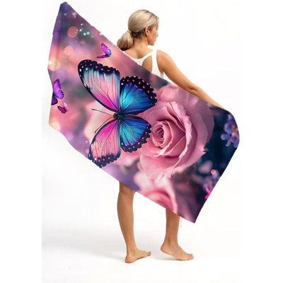 Très grande serviette de plage papillon en microfibre surdimensionnée avec très grandes serviettes fines de sable de voyage, piscine, gymnase, yoga, camping pour femmes, hommes, accessoires de plage, accessoires de vacances, cadeau de 30 x 60 po
