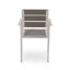Chaise de salle à manger d'extérieur moderne en aluminium avec siège en faux bois (ensemble de 2) et argent