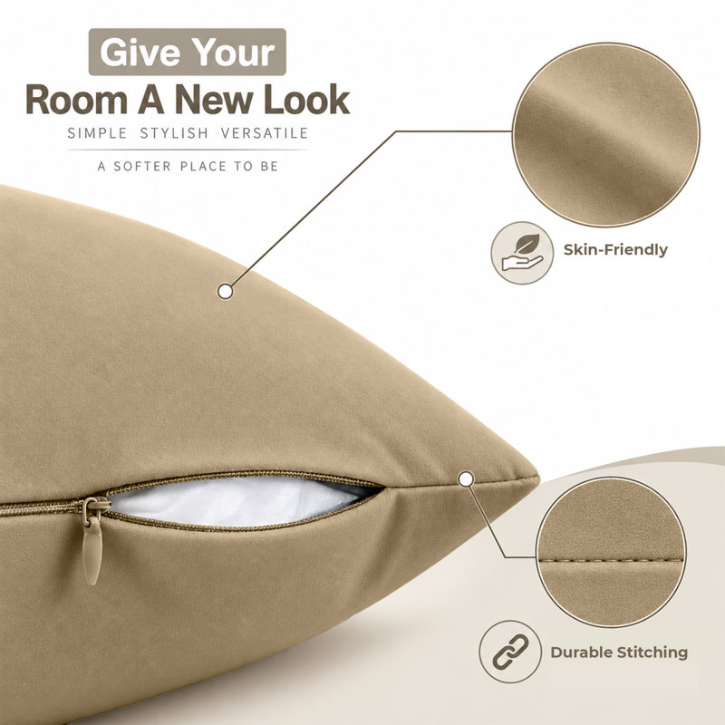 Soft Premium Microfiber Dyed Cushion Cover, BEIGE