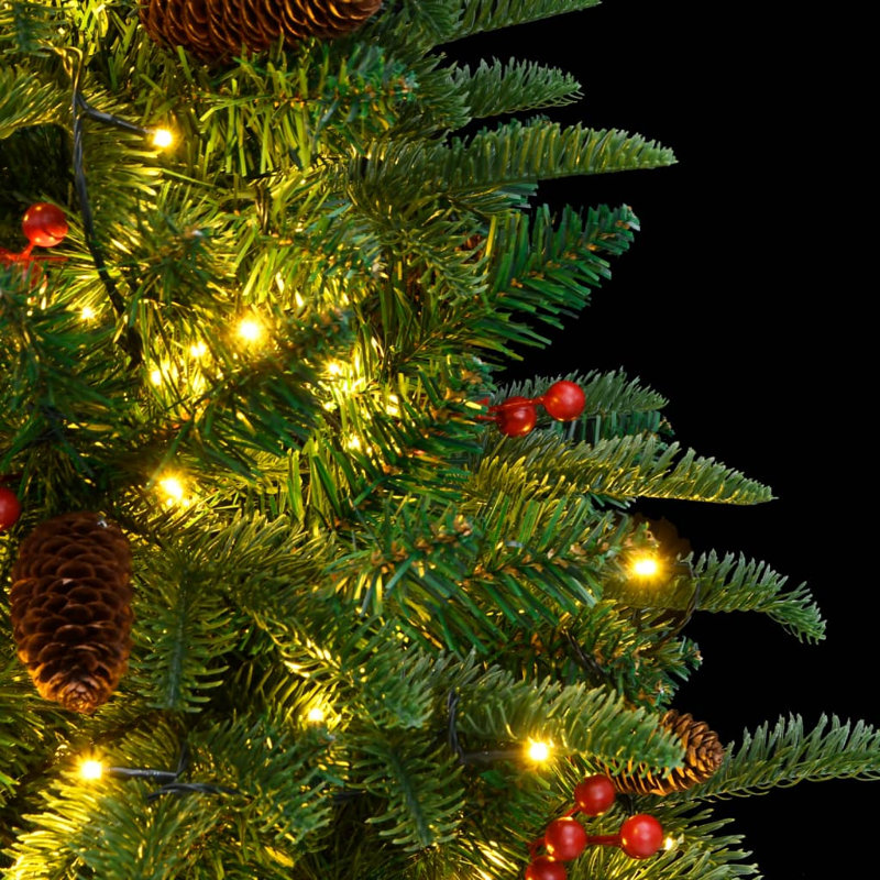 Lighted Christmas Tree, 59.1", With Leds & Rose Gold Balls