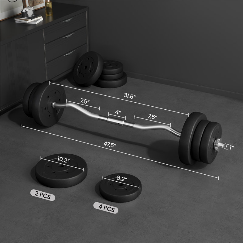 Ensemble de poids Barbell pour l'entraînement en force, 55 lb