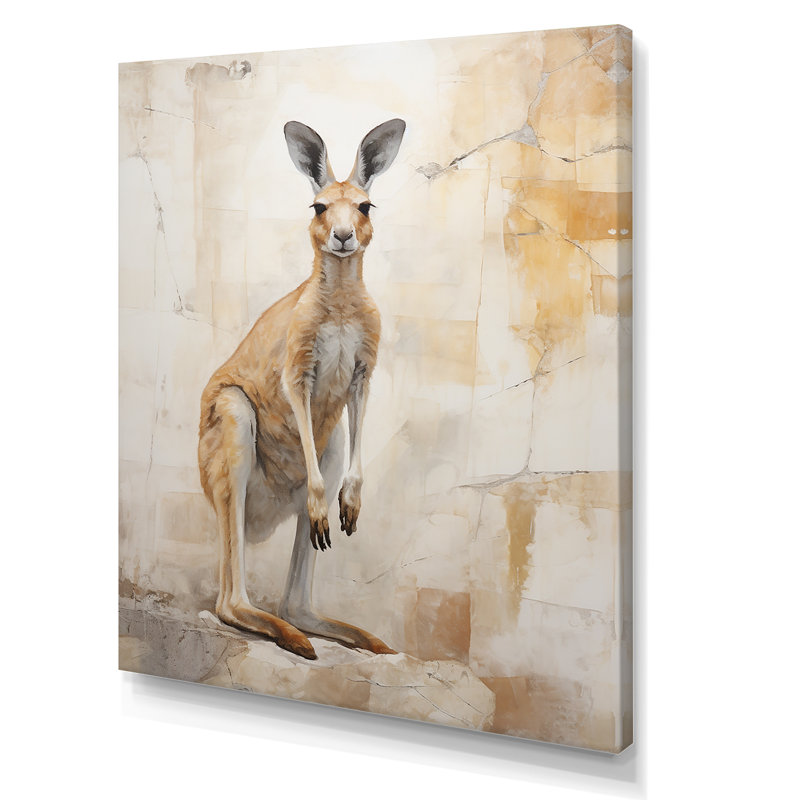 Minimal charmant kangourou III sur toile, Toile tendue, H 32 po x l 16 po x P 1 po