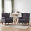 Ensemble 2 pièces de fauteuil d'appoint à oreilles et de table d'appoint ronde en bois d'hévéa-1428402691