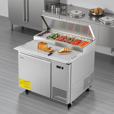Table de préparation commerciale pour réfrigérateur à pizza en acier inoxydable