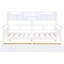Lit de jour simple en blanc avec support en lattes de bois, tablettes de chevet et deux tiroirs - pour les tablettes de chambre à coucher ou de salon-168390490