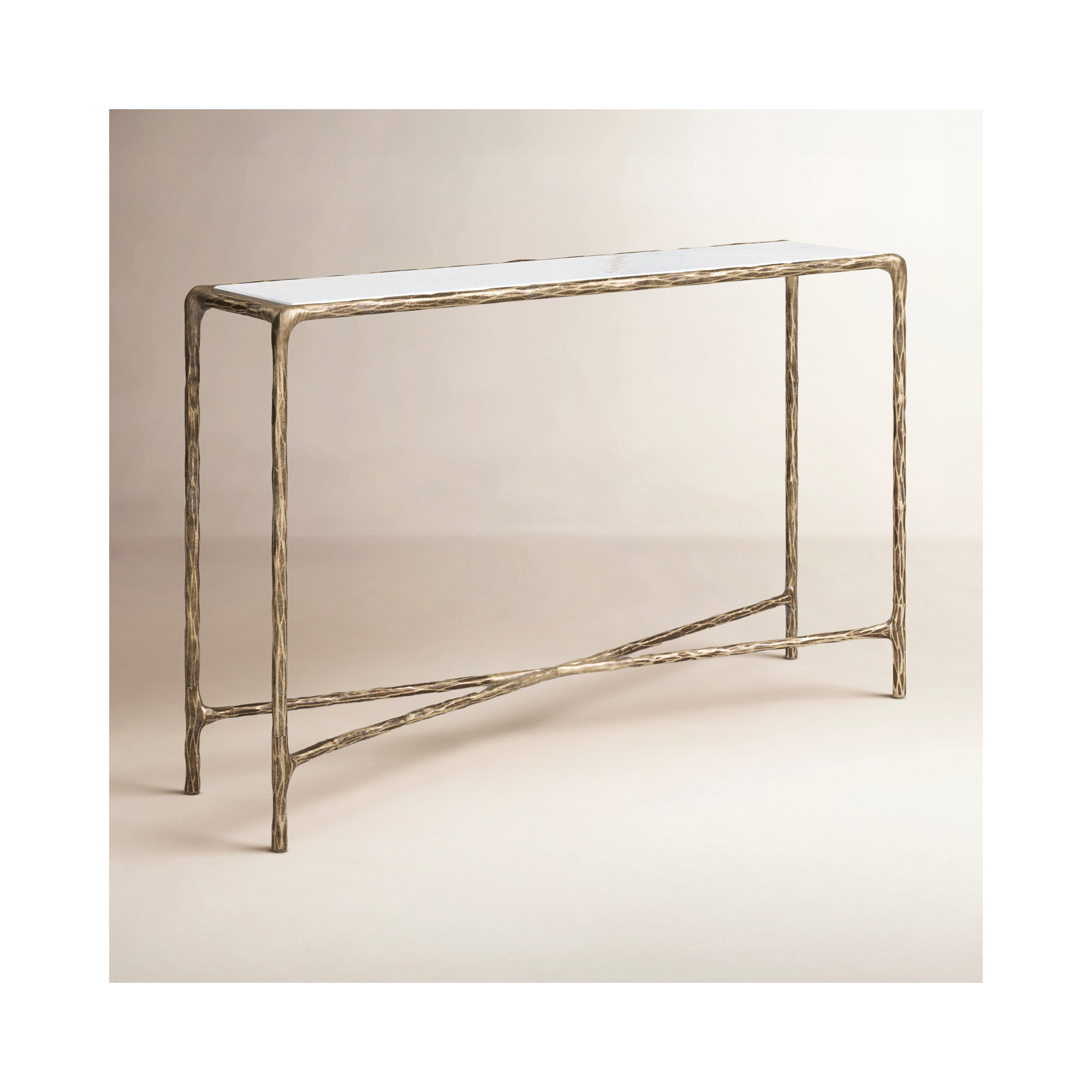 Evelynn 48'' Console Table, Brass, White Marble