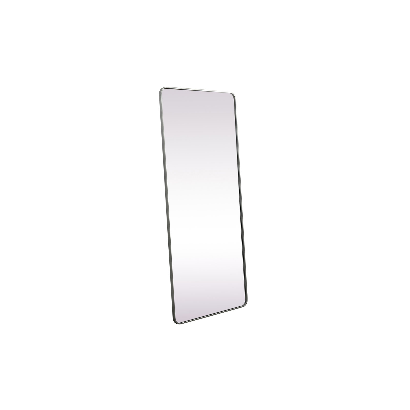 Sabine Metal Rounded Rectangle Wall Mirror, Silver, 72" x 32"