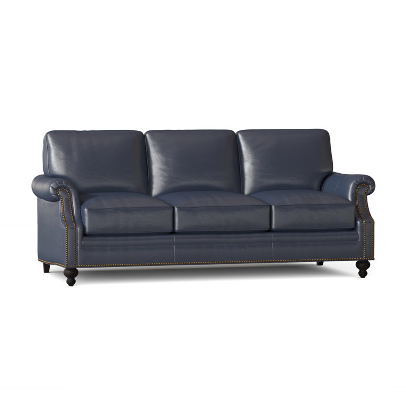 West Sofa, Aline Fumo Genuine Leather, Cobblestone, French Natural