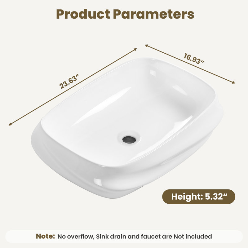 24" Modern Bathroom Vessel Sink Basin