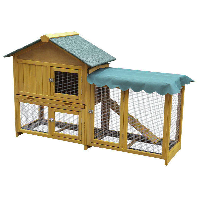 Poulailler en bois 60 po avec couloir, plateau amovible, grillage inférieur et toit imperméable