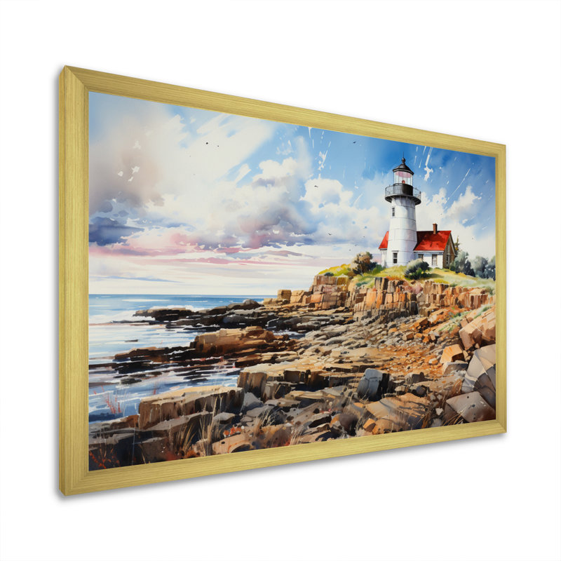 Reproduction d'art sur toile encadrée, "Phares canadiens III", Cadre doré simple, H 24 po x l 32 po x P 1 po