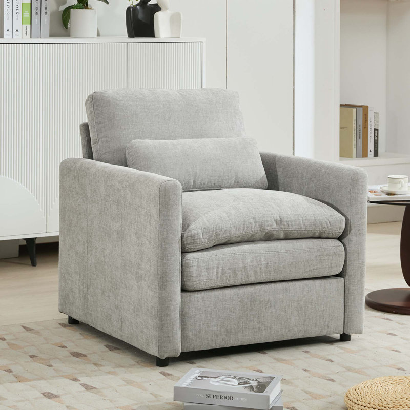 Fauteuil rembourré 31,9 "surdimensionné et confortable, Gris clair