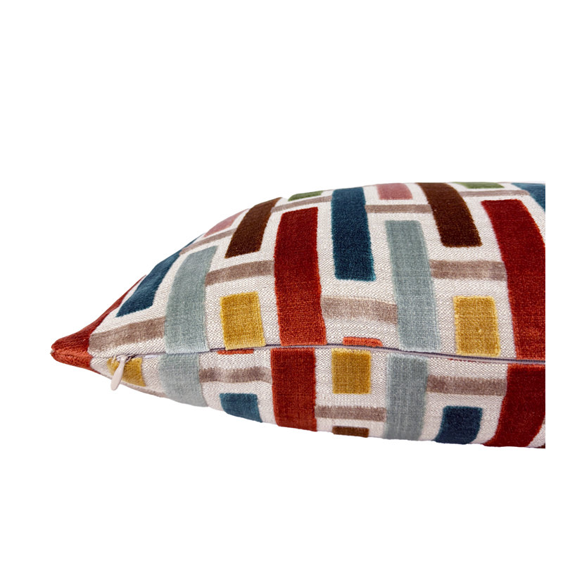 Housse de coussin géométrique en velours, Carré 20 po, Rose