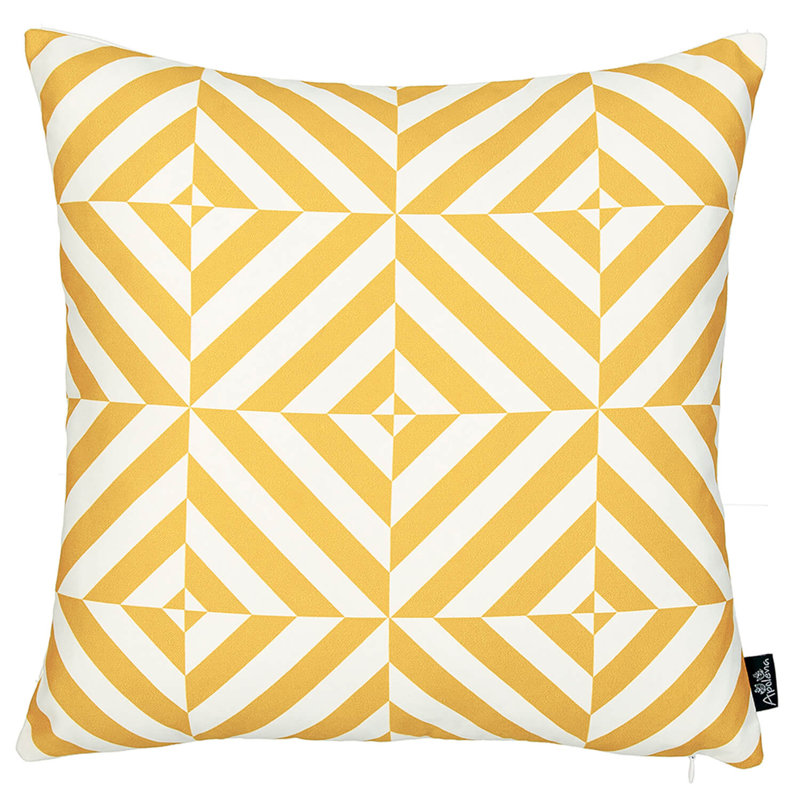 Geometric Reversible Pillow Cover, Yellow