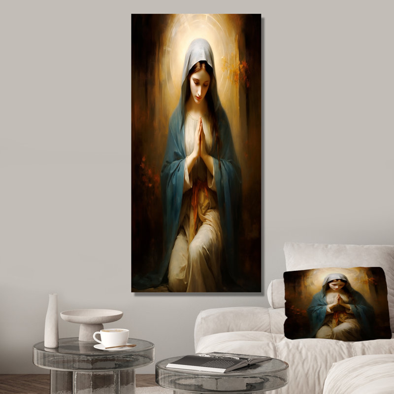 Mother Mary Christian Portrait III - Christianisme, art mural, Toile tendue, H 60 po x l 40 po
