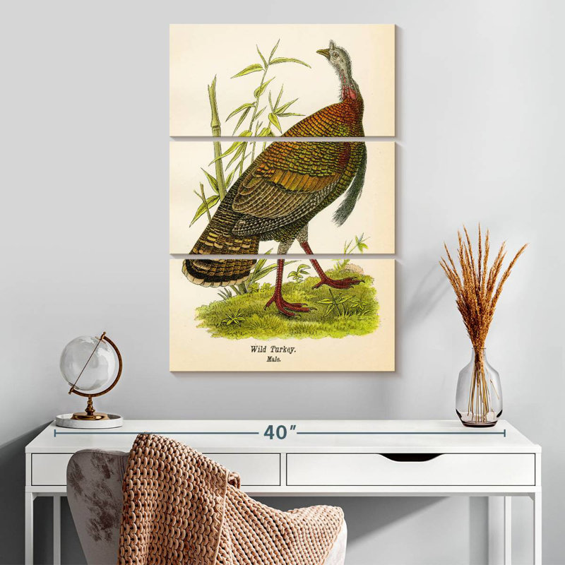 Brampt Wild Turkey Lithograph, 32" H x 20" W