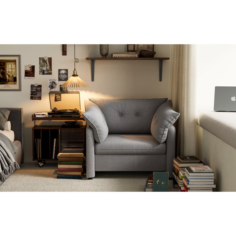 Fauteuil moderne surdimensionné en chenille, Gris chenille