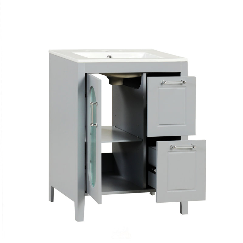 Meuble-lavabo 24 po avec lavabo, Gris