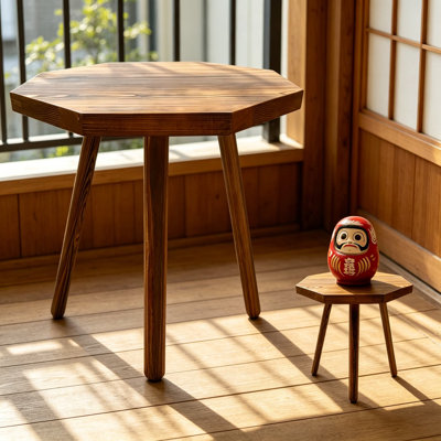 Grand support à plante octogone en bois pour une utilisation intérieure et extérieure, tabouret boho moderne Mid-Century et table d'appoint pour pots de 5 à 15 pouces, support à fleur en bois massif robuste