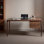Bureau japonais moderne en noyer - rangement minimaliste