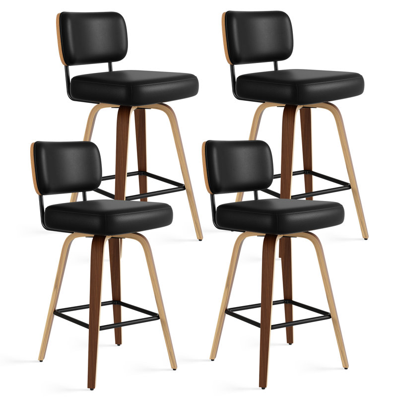 Tabouret pivotant rembourré à hauteur de bar, 4, Noir