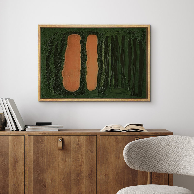 Décoration murale abstraite de forme verticale vert foncé pour le salon, Naturel, H 24 po x l 36 po x P 1,5 po