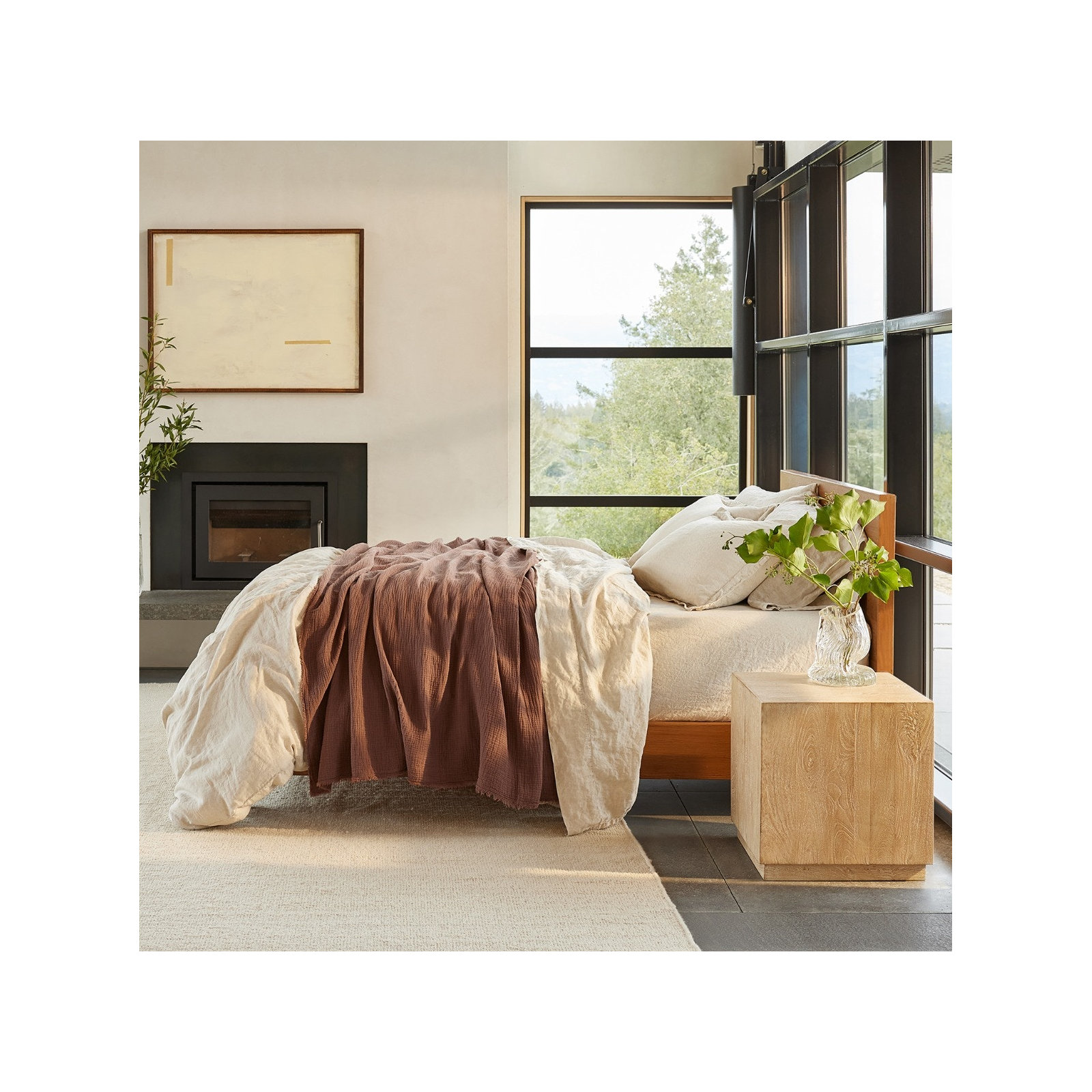 Topanga Matelasse Cotton Throw Blanket, Redwood, Throw