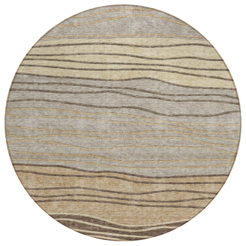 Washable Striped Indoor / Outdoor Rug, Round 8'