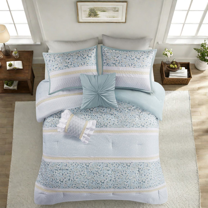 Ensembles de literie d'une seule pièce, style grand lit double en seersucker pour la maison