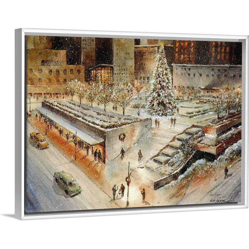 « mellon square square » par jess hager, peinture sur toile, Cadre blanc, H 12 po x l 16 po x P 1,75 po