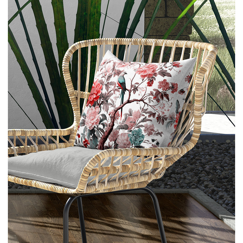 Oreiller Bloom Bower Bliss avec housse amovible, Rose/vert, H 18 po x l 18 po