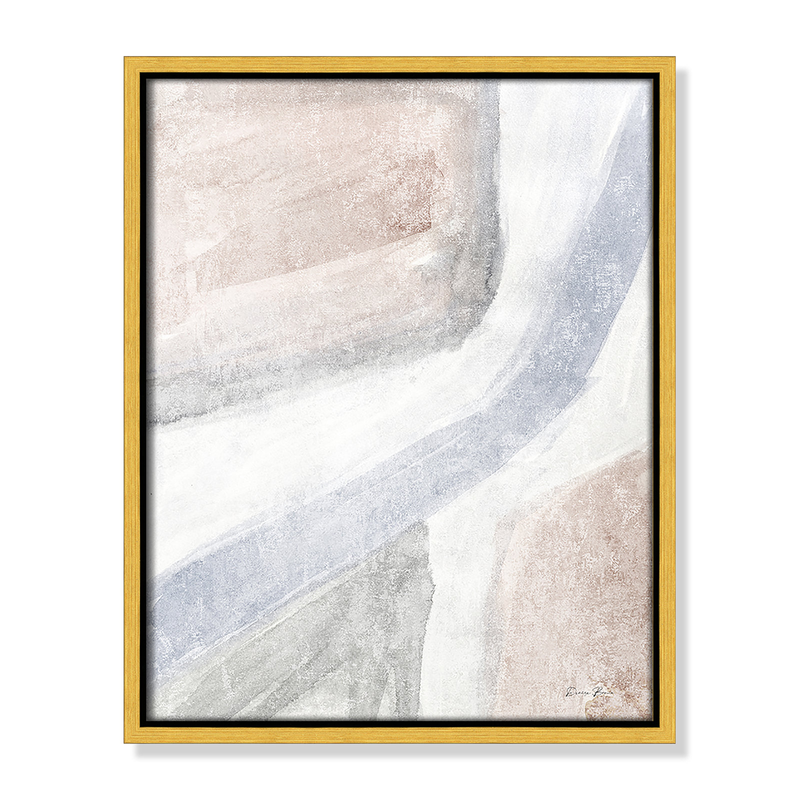 Helmsford "Soften 1" Painting, 15.5" H x 12.5" W x 2" D, Gold