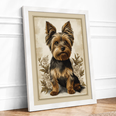Terrier in Botanicals Vintage - Framed Print