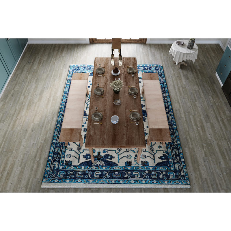 Rock My Classics Wool Oriental Area Rug in Blue/Gray/Ivory, Rectangle 6' x 9'