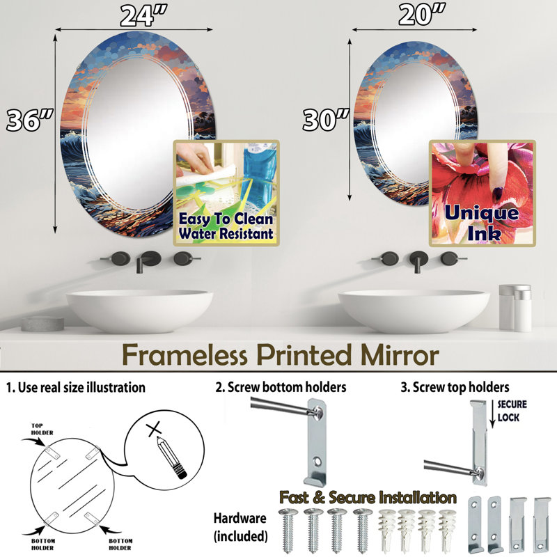 Miroir mural Essebtine, 36 po x 24 po