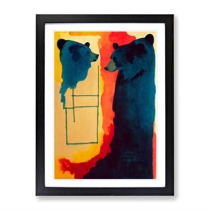 Bear No.3 Abstract - Single Picture Frame Print, Black Framed, 64cm H x 46cm W x 2cm D