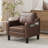Wide Upholstered Accent Chair Faux Leather Armchair-208523145