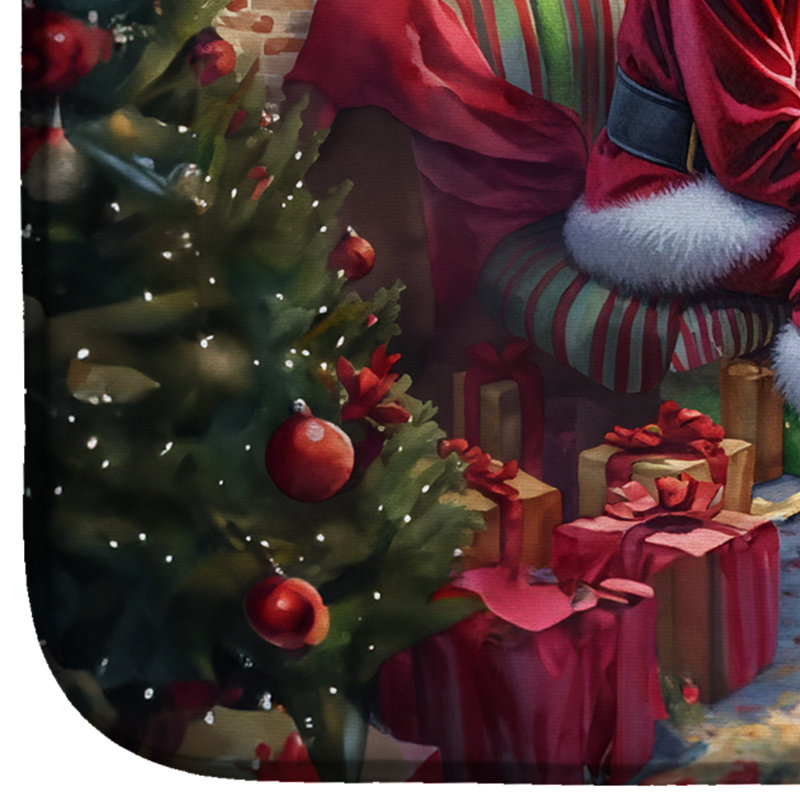 Tapis de séchage Boston Terrier and Santa Claus