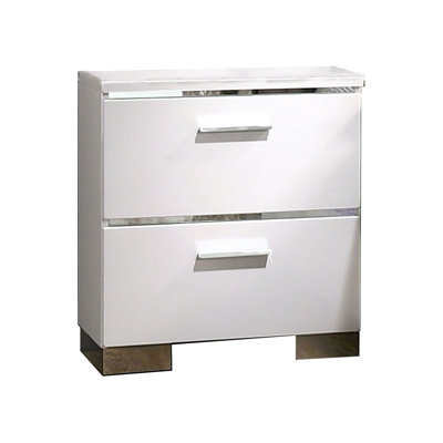 Wood and Metal Nightstand with 2 Drawers