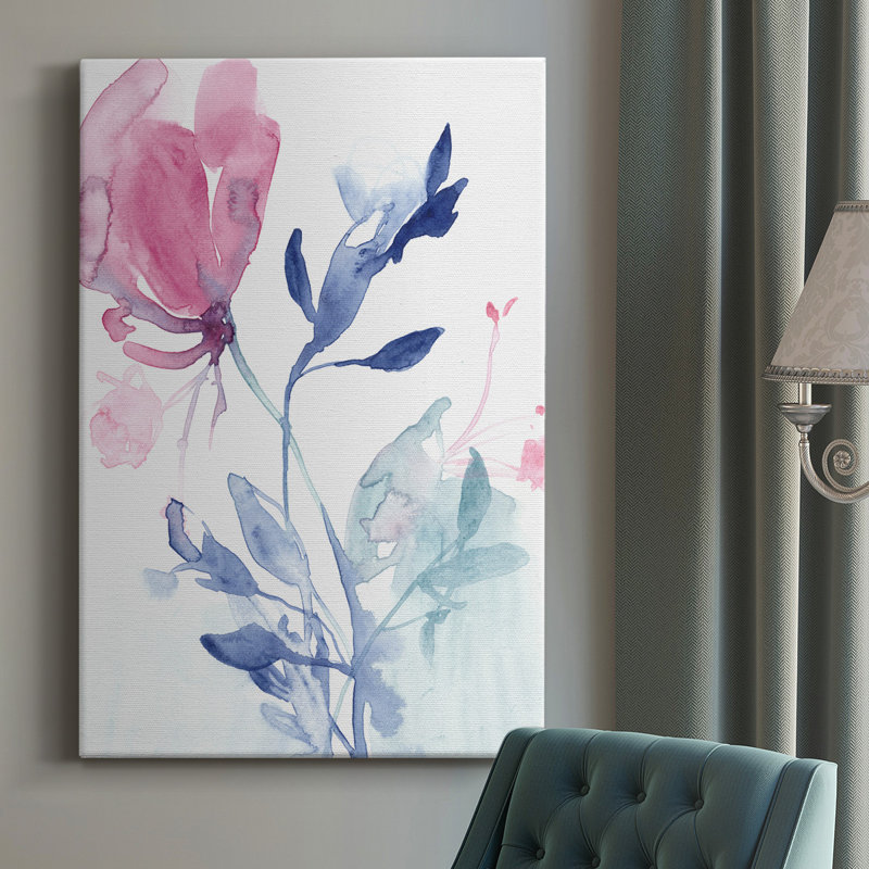 Toile tendue avec châssis Fuchsia Sway II - prête à être accrochée, L 40 po x H 60 po