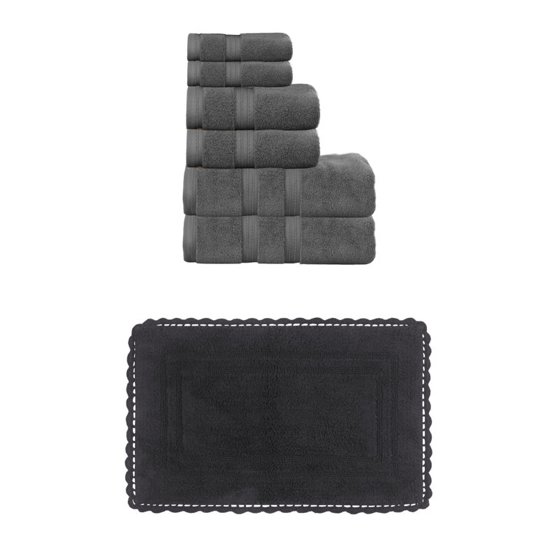 Ensemble de serviettes de bain 100% coton 2 pièces Colson et 1 tapis de bain 17 x 24 po Colson (ensemble de 3), lin