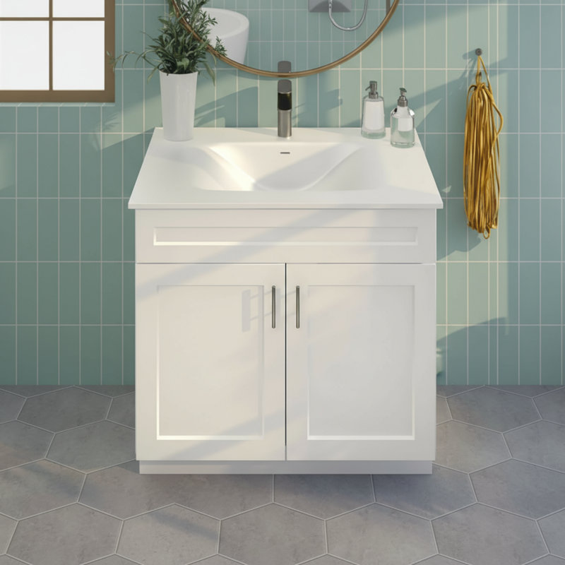 Base de meuble-lavabo blanche à bascule, conception modulaire, compatible avec l'installation du lavabo, simple et pratique.